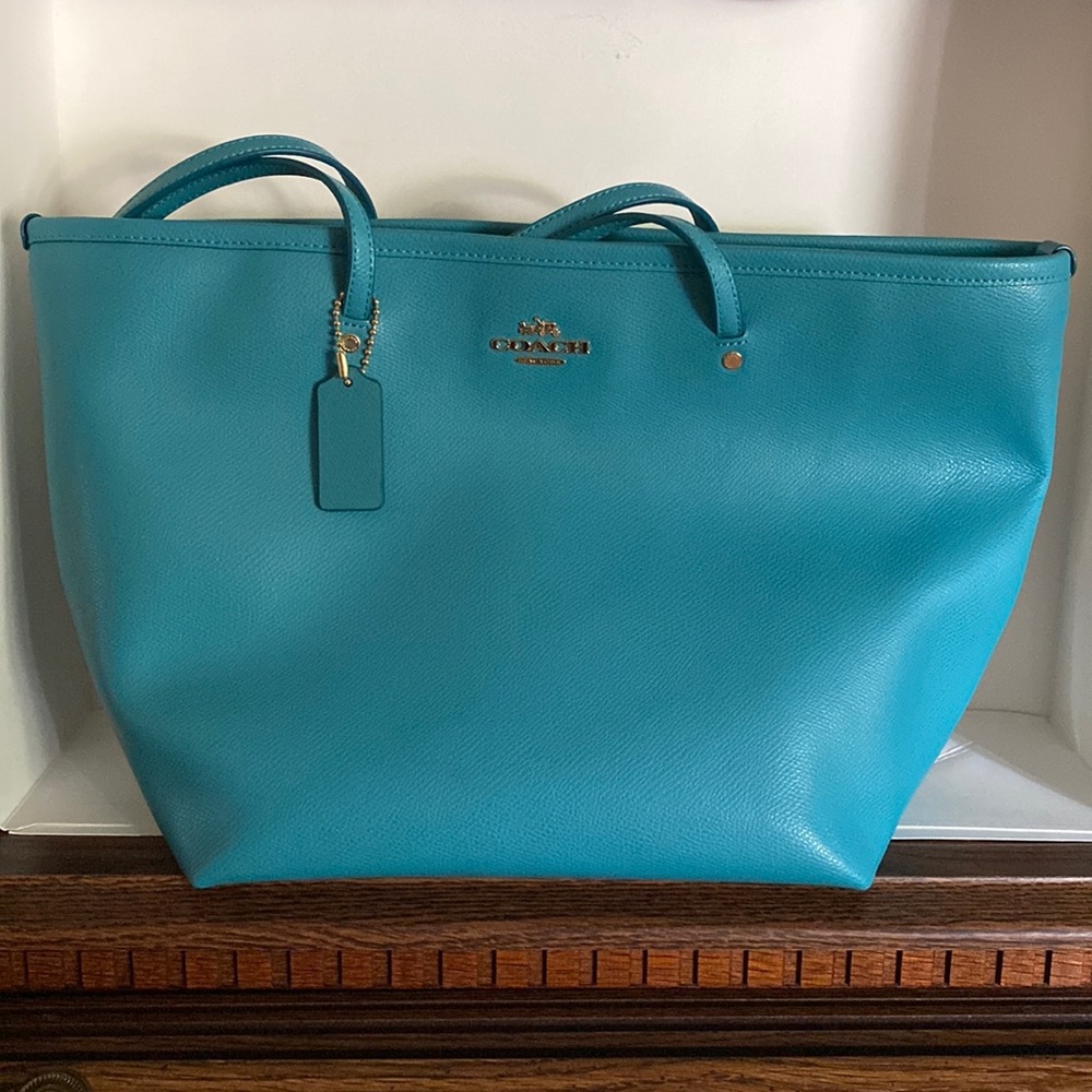 NWT COACH F34103 Street Zip Tote Cadet Blue